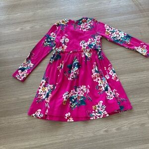 Joules Floral Pink Long Sleeve Dress pink 7Y